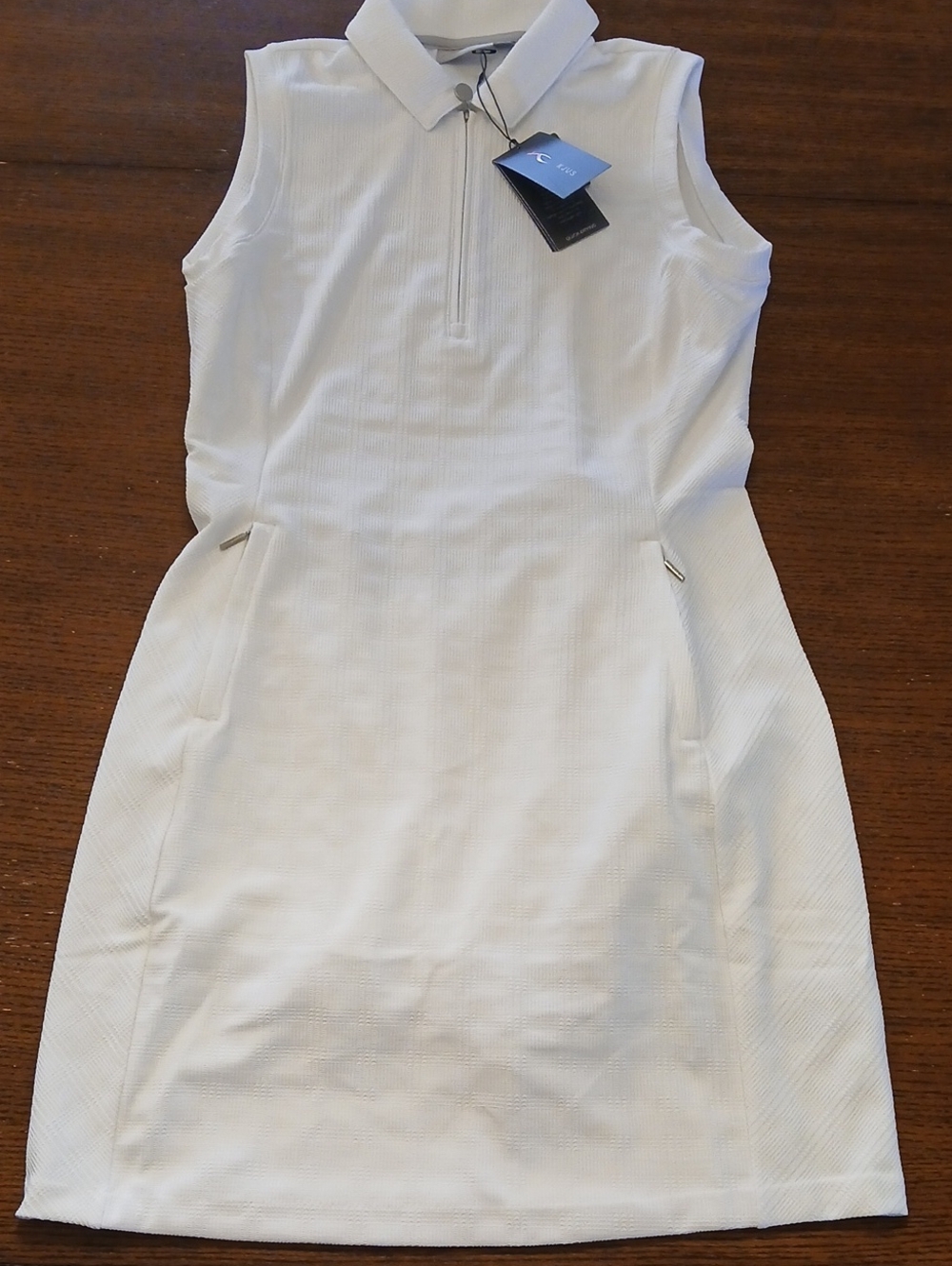 KJUS Hartlee Sleeveless White Textured Dress with Zip Front
